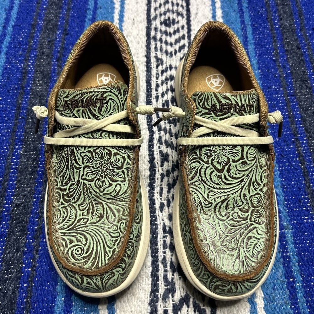 Women's Ariat Hilo Vintage Turquoise Floral Shoes, Size 7.5B